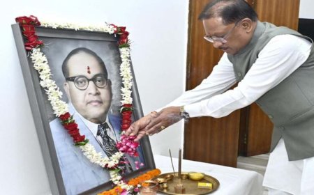 सामाजिक न्याय और समानता के महान शिल्पी डॉ. भीमराव आंबेडकर को मुख्यमंत्री विष्णुदेव साय ने किया नमन