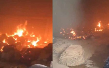 कांकेर राइस मिल में भीषण आग: लाखों का धान और बारदाना जलकर खाक