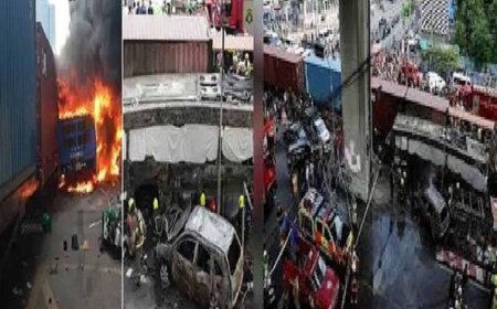 रेलवे क्रॉसिंग पर बड़ा हादसा: बस से टकराई मालगाड़ी, आग में 8 की मौत