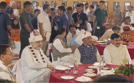लोकनृत्यों की रंगारंग प्रस्तुति में झूमे अमित शाह, बादल अकादमी में तीन मुख्यमंत्री भी रहे मौजूद