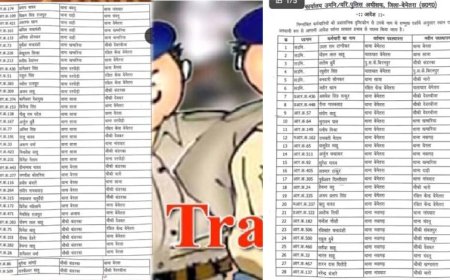 पुलिस विभाग में बड़ा प्रशासनिक फेरबदल, कई ASI और प्रधान आरक्षकों के तबादले