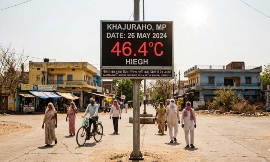 नौतपा का कहर: खजुराहो में पारा 46.4°C के पार, MP के कई जिलों में रेड अलर्ट जारी