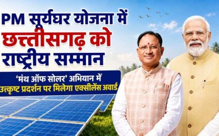 प्रधानमंत्री  सूर्यघर योजना में उत्कृष्ट प्रदर्शन पर छत्तीसगढ़ को राष्ट्रीय सम्मान