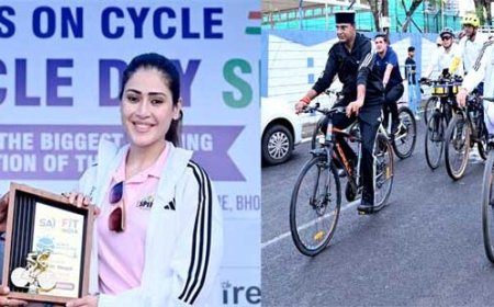टीटी नगर स्टेडियम से गूंजा फिट इंडिया का संदेश मंत्री  सारंग ने किया साइकिल रैली का शुभारंभ