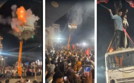 उज्जैन में मोहर्रम जुलूस का VIDEO वायरल, हवा में लटकी वैन को विस्फोट से उड़ाने का प्रदर्शन