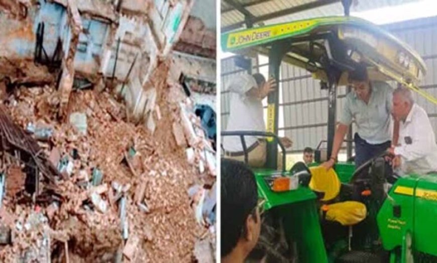 यूप  में बारिश से बड़ा कहर, धंसी सड़क में फंसी 12 गाड़ियां, कई मकान गिरे